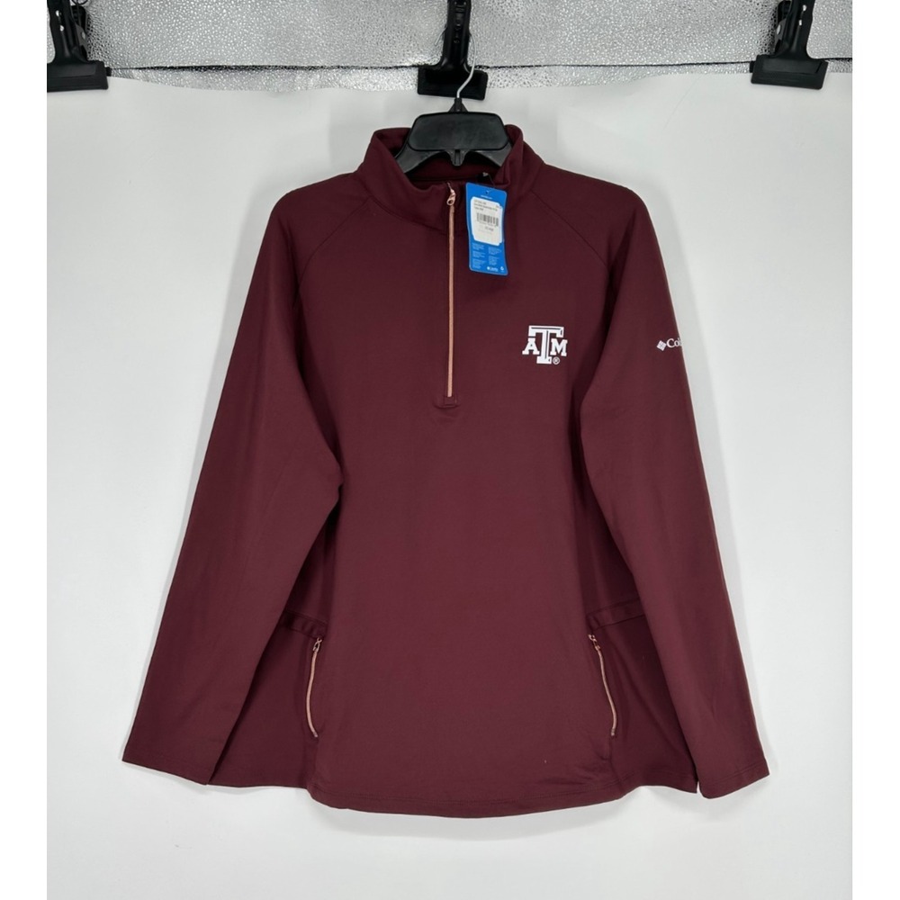 Columbia Texas A&M Aggies Golf Top Womens 2XL Maroon Omni Wick Quarter 1/4 Zip
